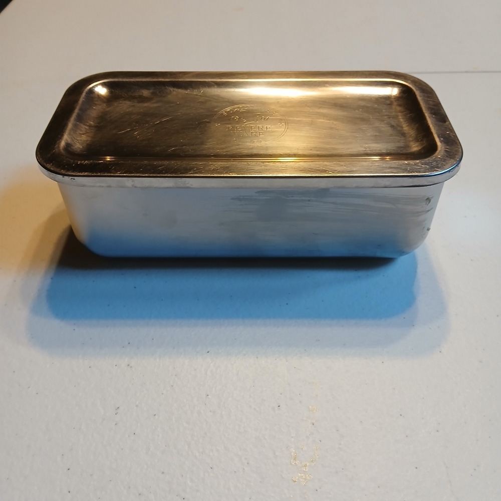 Vintage Revere Ware 1801 Stainless Steel Storage Container with Lid Silver